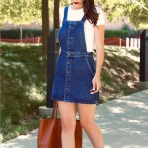 2/$30 ZARA Trafaluc Denim Overall Dress w Pockets – Y2K Retro Western Sz Medium